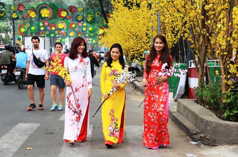 Những ngày cận  Tết Nguyên đán Đinh Dậu 2017, không khí tưng bừng chuẩn bị chào đón năm mới ở TP HCM vô cùng rộn ràng, nhộn nhịp. Khắp các tuyến phố từ trung tâm ra đến vùng ngoại thành, đâu đâu cũng tràn ngập sắc xuân.